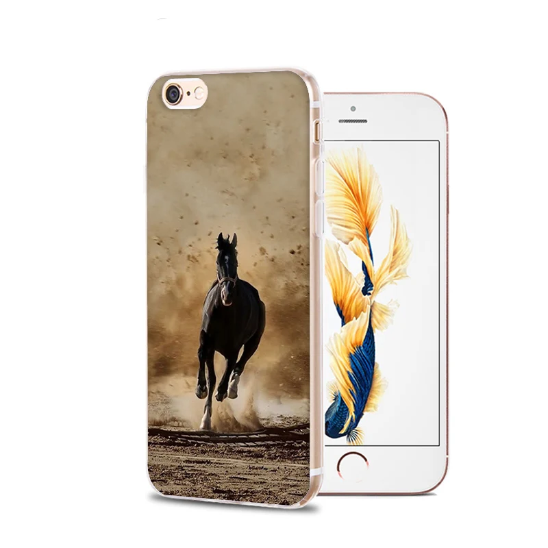 Чехол для iphone 12 7 6 X чехол с рисунком лошади и животных прозрачный телефона iPhone 6S