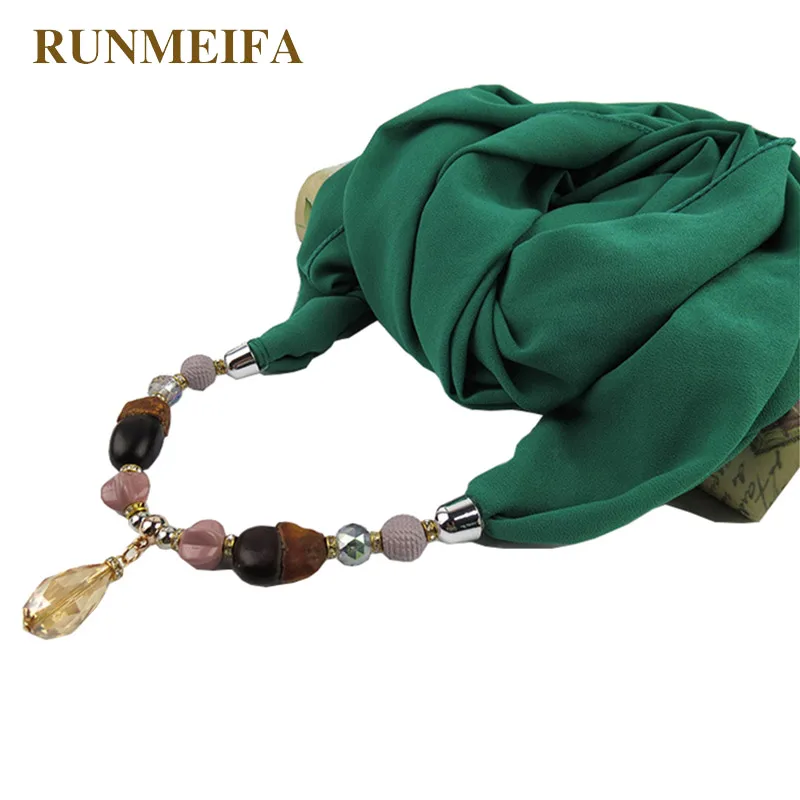 Шифоновый шарф с жемчугом RUNMEIFA ожерельем и кулоном для женщин ювелирные изделия