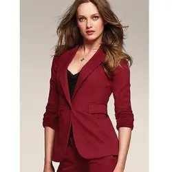 Для женщин Бизнес костюмы формальные офис suitscustom Сделано Красный ПР с длинным рукавом Для женщин Топы Костюмы брючные костюмы куртка + брюки