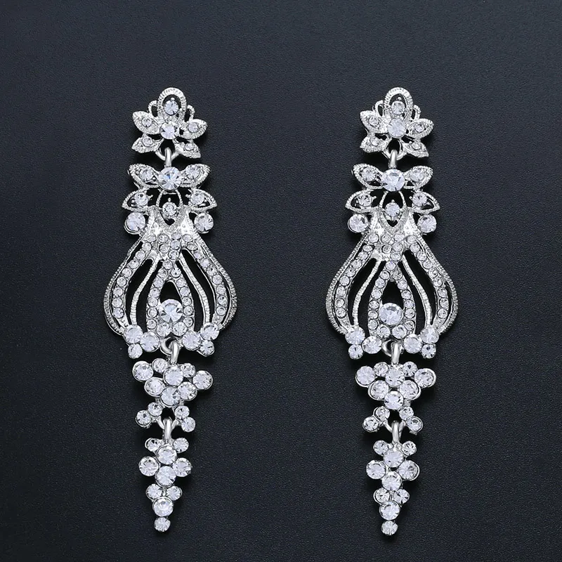 OCESRIO корейский кристалл большие серьги для невесты длинные женские серебряные свадебные Висячие серьги для женщин аксессуары kolczyki slubne ers-n75