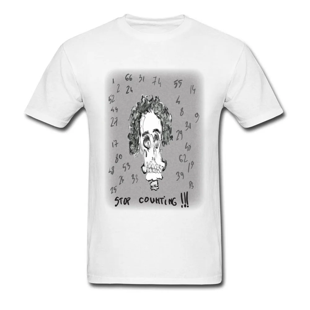 Casual SKULL Round Neck Tshirts VALENTINE DAY Tops Shirts Short Sleeve for Men High Quality 100% Cotton Family T-shirts SKULL white