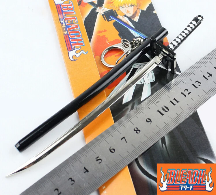 SST Anime Bleach Kurosaki Ichigo Aizen Sousuke Sword Scabbard Sheath Katana Boy Toys font b Keychain