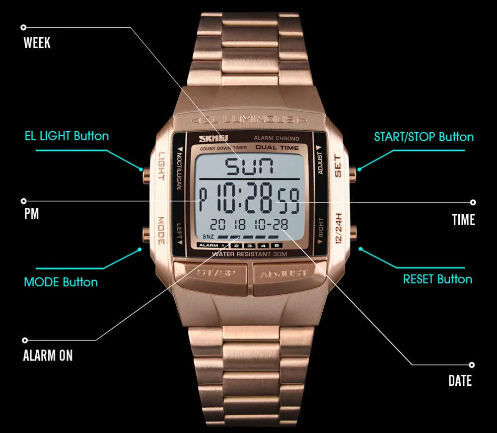 Часы мужские/женские спортивные часы водонепроницаемые наружные светодиодный цифровые наручные часы