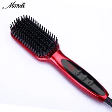 LCD Heating Electric Ionic Fast Safe Hair Straightener Anti static Ceramic Straightening Brush straightening ceramic iron