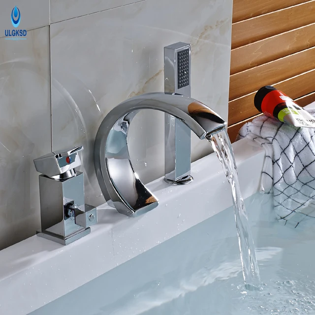 Ulgksd Bathtub Mixer Faucet W Hand Shower Taps Bathroom 3pcs Ulgksd Bathtub Mixer Faucet W Hand Shower Taps Bathroom 3pcs Chrome Br