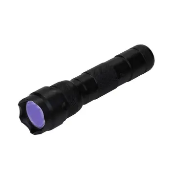 Price 50pcs 502B UV LED Flashlight Ultra Violet Purple LED Torch CR123A 18650 Battery Flashlight 395nm UV Lamp Lantern
