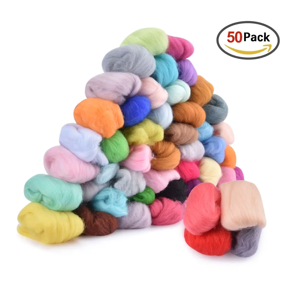 Wool Felt Fiber Needle Felting Wool Material 70s Poke Roving Wools Felt for Needlework Accessory DIY Craft Project Supply (1)