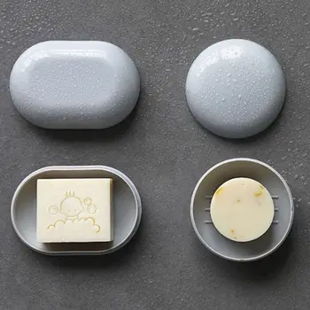 

Hot Round Solid Plastic Soap Tray Box Bathroom Drain Soap Dish Travel Portable Sealed Non Slip Soap Holder Bathroom Organizer