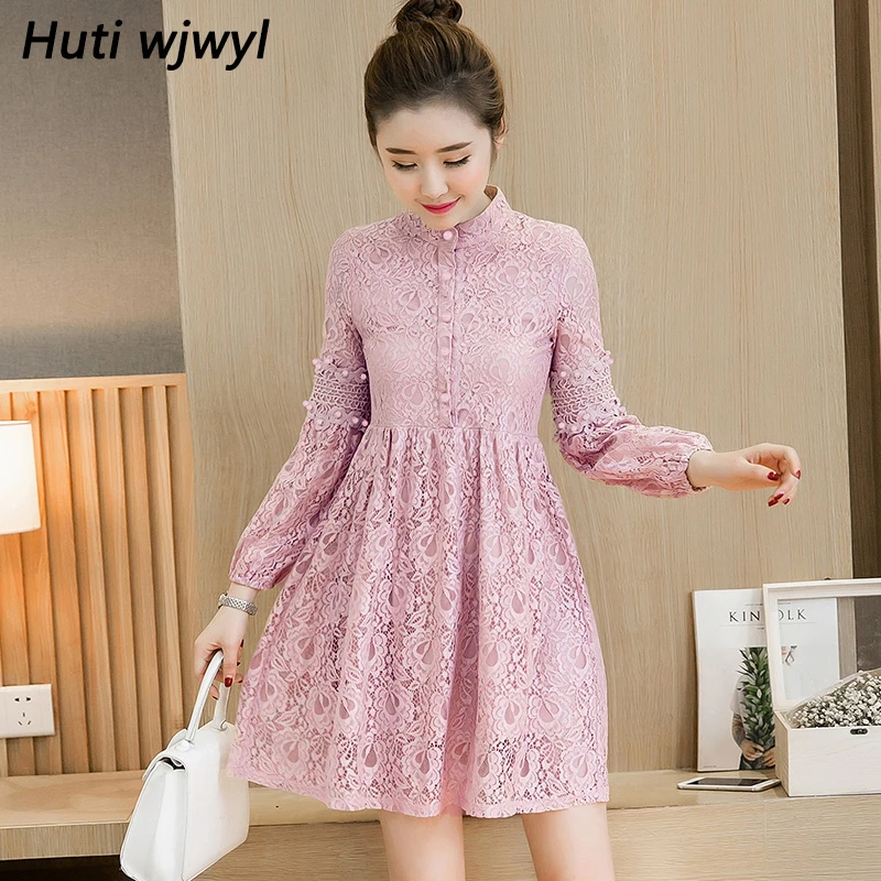 

2019 Autumn Winter Plus Size Vintage Lace Sexy Mini Short Dresses Women Elegant Bodycon Dress Party Long Sleeve Runway Vestidos