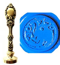 Vintage Fancy Dragon Custom Picture Logo Luxury Wax Seal Sealing Stamp Brass Peacock Metal Handle Gift Set