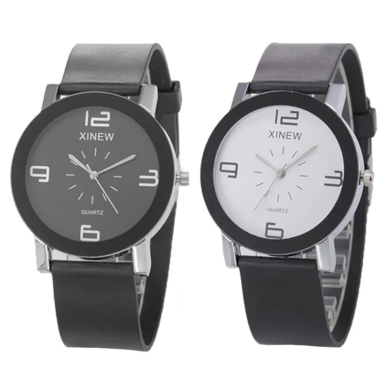

Women Rubber Quartz Wrist Watch Simple Big Number Round Dial Watches Lovers Clock For Couple Gift Feminino Female Relogio LL@17