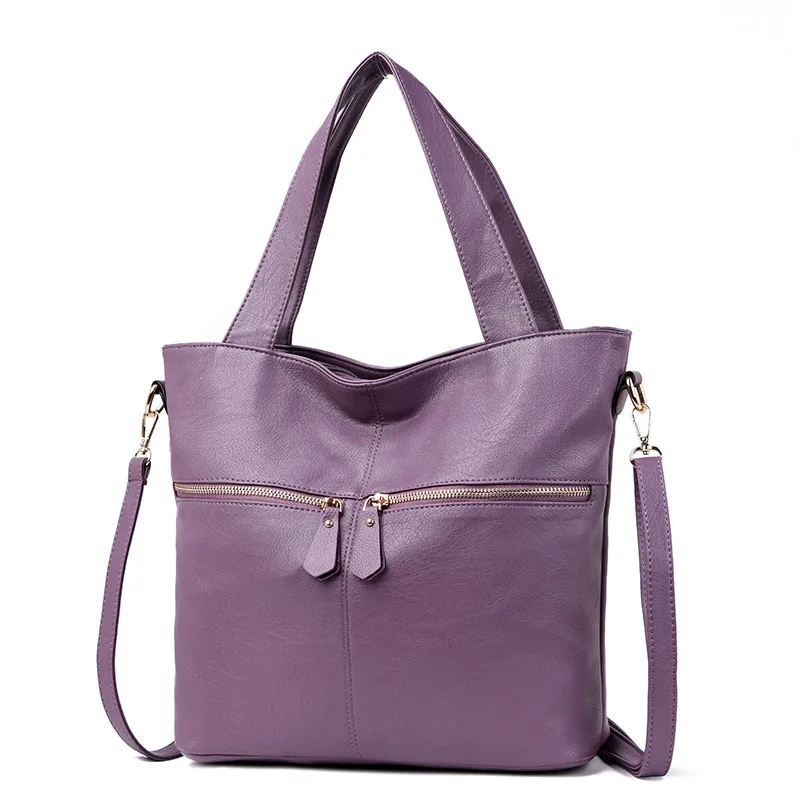 Yonder сумка из натуральной кожи для женщин, женская сумка, Большая вместительная сумка через плечо, Высококачественная сумка-тоут - Цвет: Purple