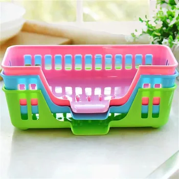 

Plastic Dish Sponge Soap Drain Shelf Rack Holder Box Kitchen Soap Dish Bathroom Sink Storage Basket 3 Colors Home Small Objects