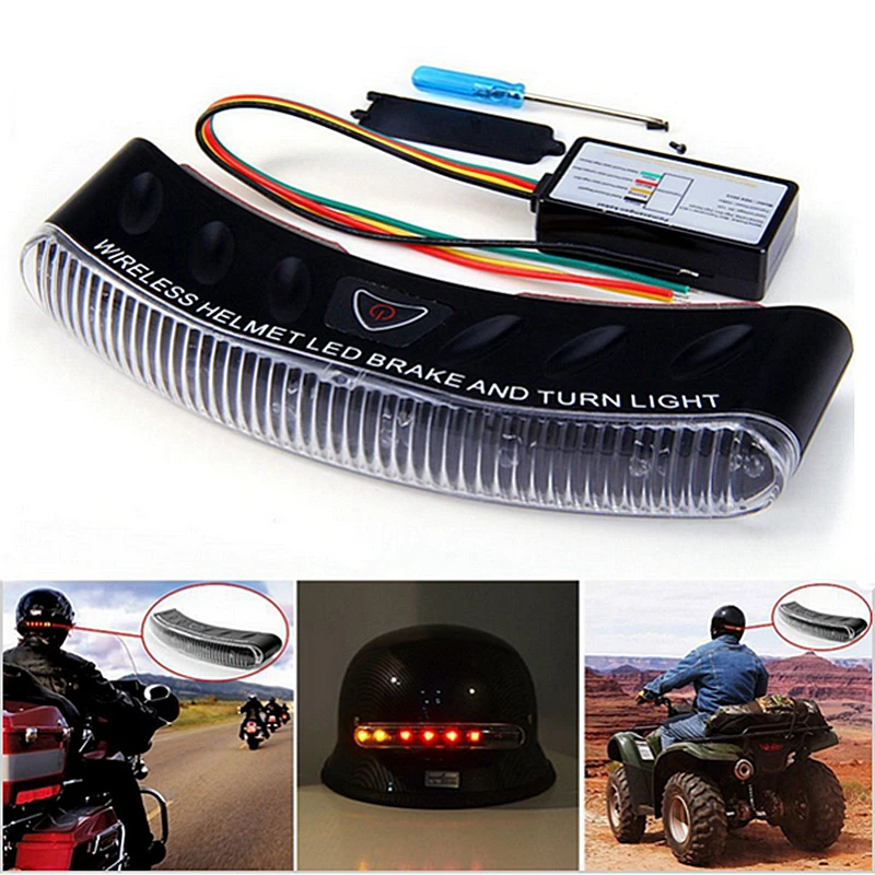 Waterproof Wireless 8 LED Motorcycle Helmet Turn Signal Brake Stop