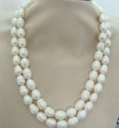 

ddh002090 VERY BEAUTIFUL 35" 10-13MM AKOYA AAA WHITE BAROQUE PEARL NECKLACE 14k