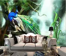 Custom Any Size Mural Wallpaper Green forest peacock tv background wall Art Mural for Living Room Large Painting Home Decor Custom Any Size Mural Wallpaper Green forest peacock tv background wall Art Mural for Living Room Large Painting Home Decor