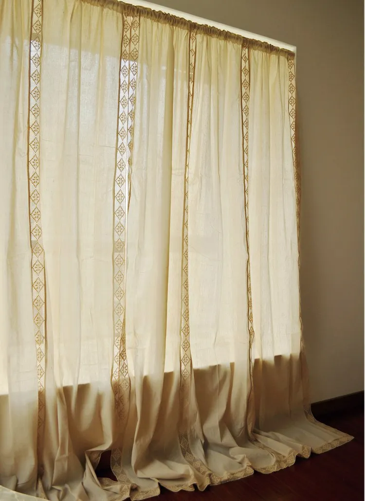 

175x255cm blue finished fluid American patchwork curtain French lace curtain tube curtain for the living room linen curtain