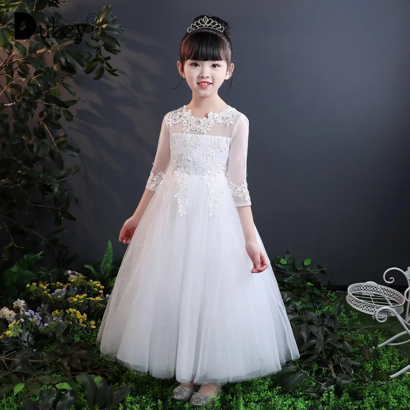 

Girls Princess Dress Children's Three Quarter Long Frocks Dresses Teenagers Costumes for Kids Wedding Birthday Party Clothes