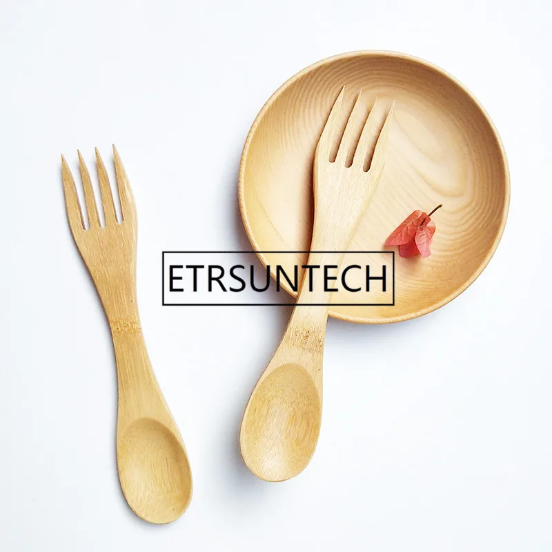Description Picture 6 of item300Pcs/Lot Bamboo Spoon Forks Set Natural Bamboo Cutlery Coffee Tea Spoons Salad Fruit Fork