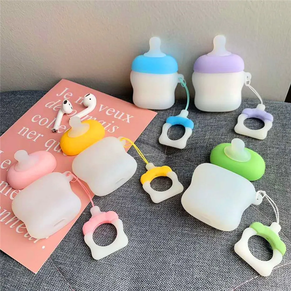 

Silicone Bluetooth Wireless Earphone Case For AirPods Protective Cover Skin Feeding bottle Accessory for Apple Airpods Charging