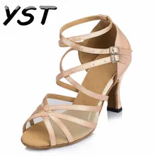 Атласная Для женщин Туфли для латинских танцев женские групповой танец; обувь на толстой мягкой подошве на высоких каблуках 6 см 7,5 см каблуке 8-10 см, туфли для танго