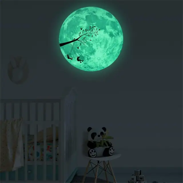 30cm 3D Glow star moon Wall Stickers for kids rooms Decal Baby Bedroom Home Decor Color Stars Luminous Fluorescent Dropship