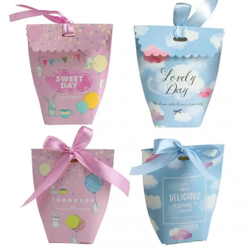 100 шт. подарочные коробки с лентами для Baby Shower картонные конфет свадебные