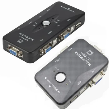 

200set 2 4 Port USB 2.0 KVM Switch Switcher 1920*1440 VGA SVGA Switch Splitter Box for Keyboard Mouse Monitor Adapter