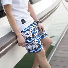 Быстросохнущие летние мужские пляжные спортивные шорты с пятью точками, свободные мужские шорты с цветочным принтом, модные большие спортивные трусы для путешествий WGDK51