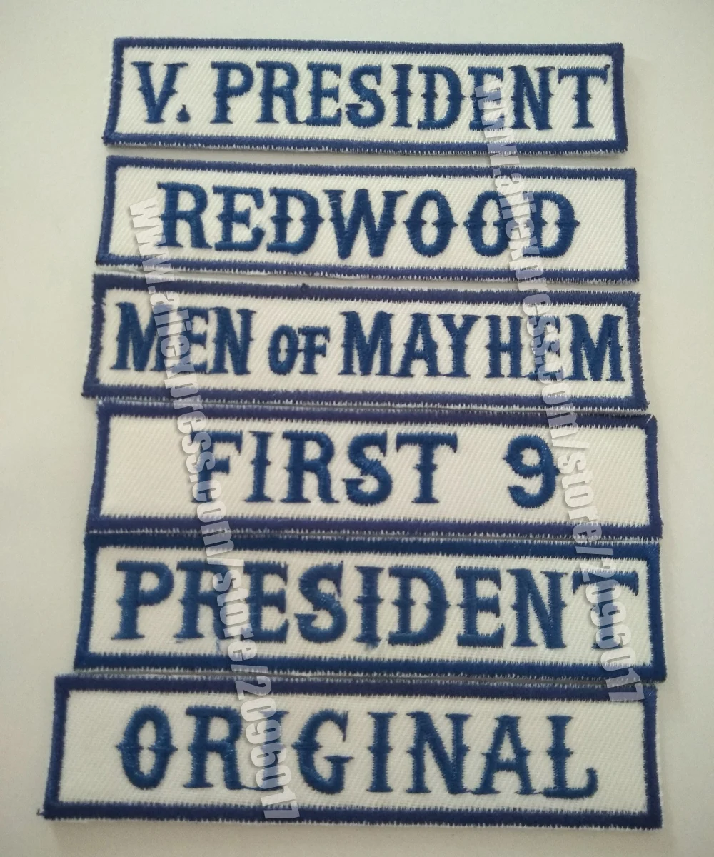 

6PCS/LOT FRONT BLUE SONS OF OUTLAW MC CLUB BIKER PATCHES SET FOR MOTORCYCLE CLOTHING JACKET ANARCHY PATCHES BADGES VEST STICKERS