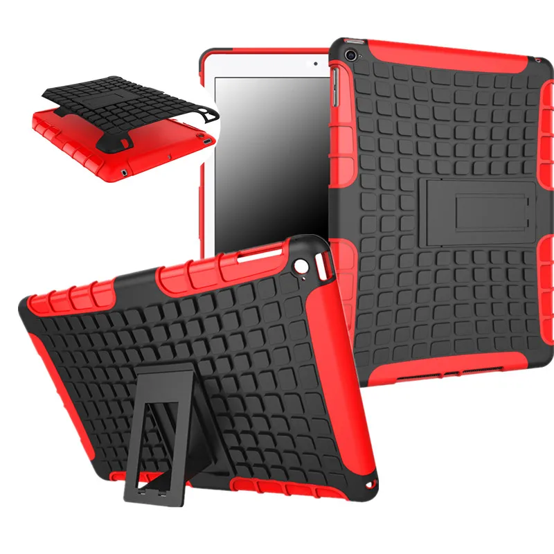 

Heavy Duty Tablet Case For Apple iPad Air 2 Protect Skin Rubber Hybrid Kickstand TPU +PC Durable 2 in 1 Cover For iPad 6 Shell