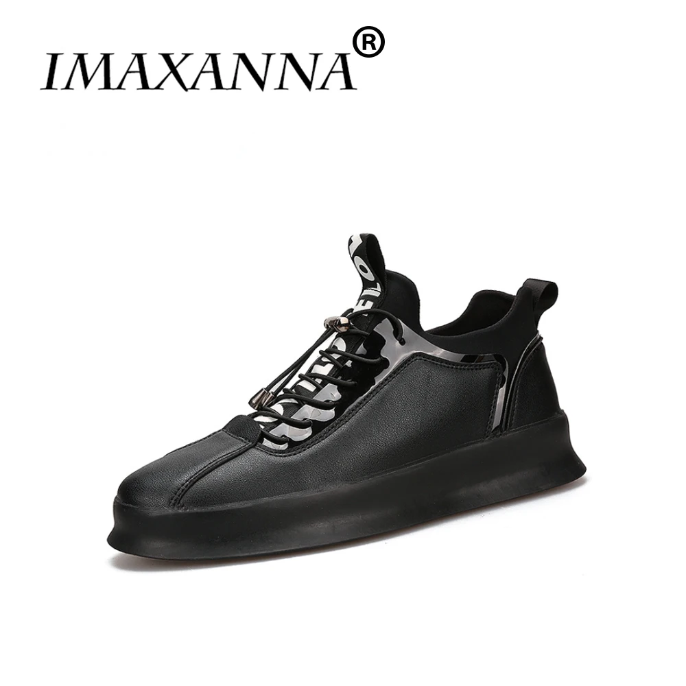 IMAXANNA الأزياء بو رجل رياضية للذكور أحذية الرجال في الهواء الطلق الدانتيل يصل جلدية الرياضة المدربين الذكور عارضة التزلج الأحذية
