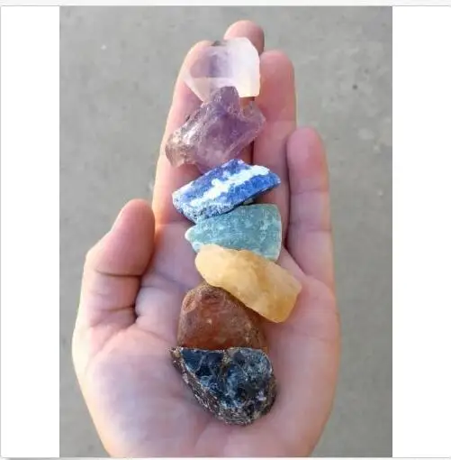 

7 Stones Chakra Set Seven Medium Rough Natural Raw Crystal Kit