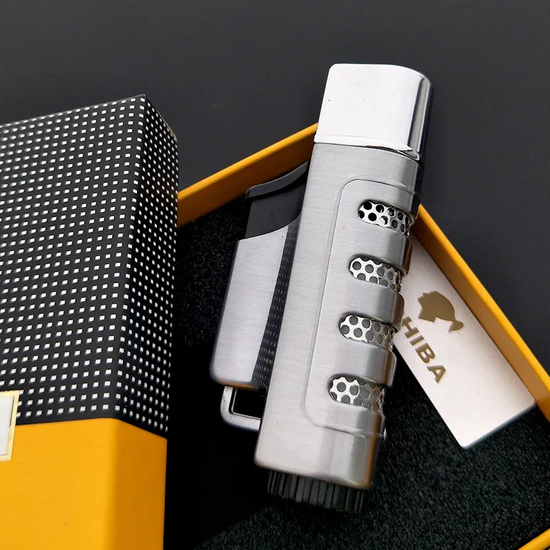 COHIBA пистолет серая газовая зажигалка с защитой от ветра Классическая кубинская многоразовая сигарета зажигалка без газового топлива