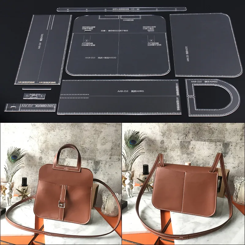 

1Set Acrylic Template Pattern for Lovely Shoulder Bag Soft Leather Craft Pattern DIY Simple Style Bag Stencil 28*26*9.5cm
