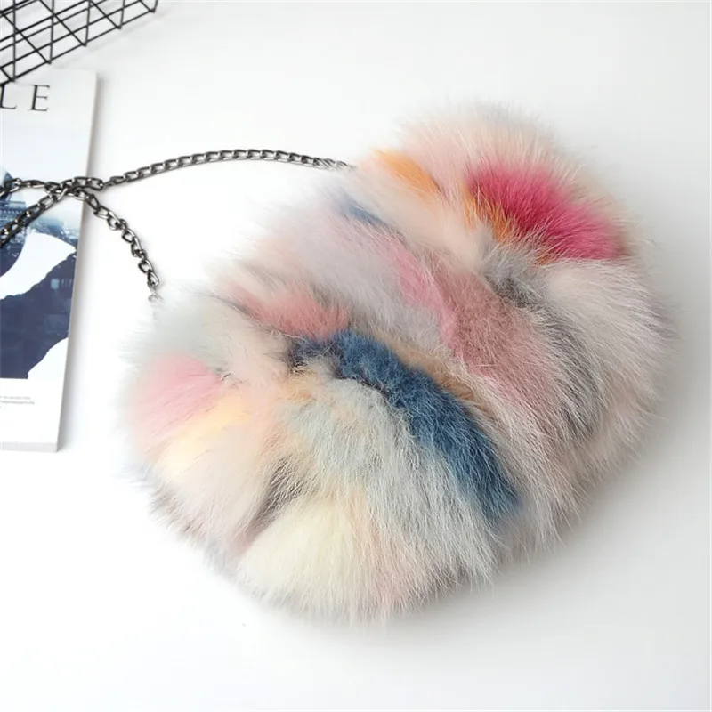 

2019 Real Fox Fur Bag Fashion Bag Ladies Fashion New Luxury Leather Colorful Bag A Variety Of Colors To Choose From.