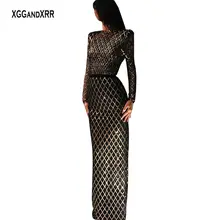 Сверкающее Золотое платье для выпускного вечера с длинным рукавом, прямое вечернее платье с блестками, потрясающие женские Роскошные вечерние платья размера плюс