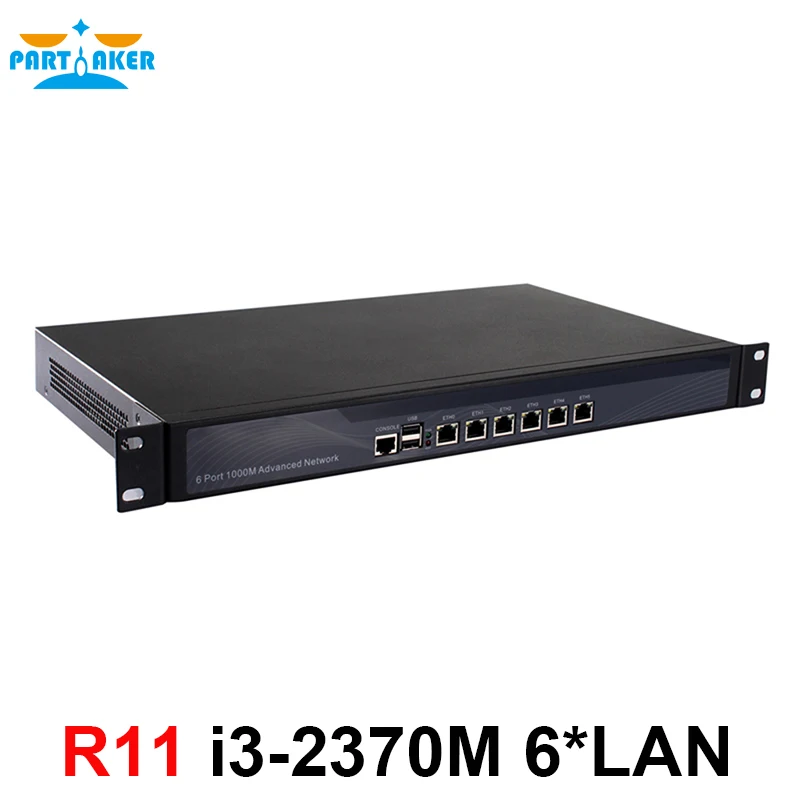 

Partaker R11 Firewall hardware appliance i3 2370M with 6 Intel I-211 Gigabit Ethernet 1U pfsense firewall 4GB Ram 32GB SSD