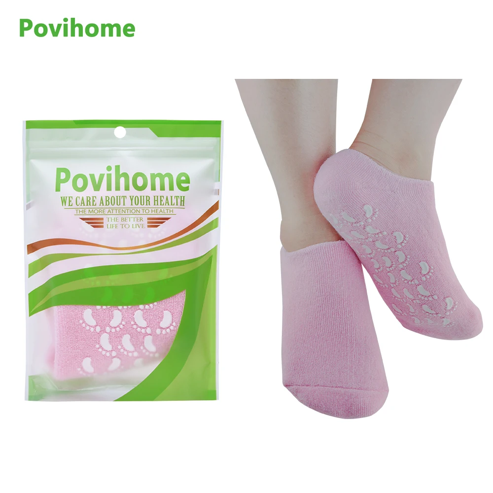 2Pcs Pink Moisturize Soften Repair Cracked Skin Gel Socks Skin