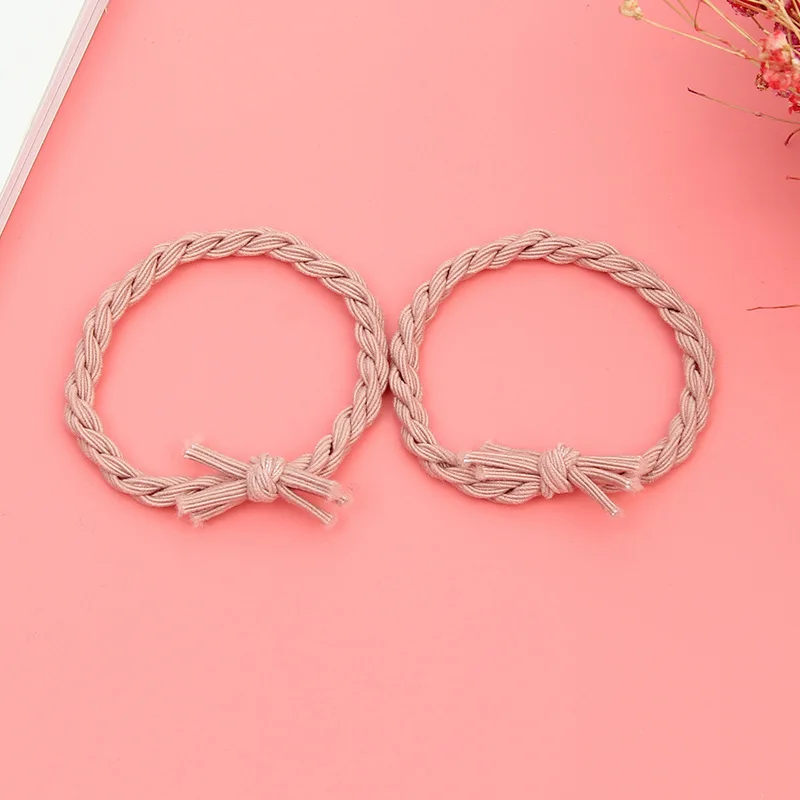 South Korea's simple plain woven knotted hair rope color matching ring leather bold tied hair rope hair accessories headdress