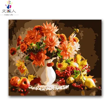 

plant apple blossoms oil painting package diy digital oil painting by numbers with kits adult kids paint living room decoration