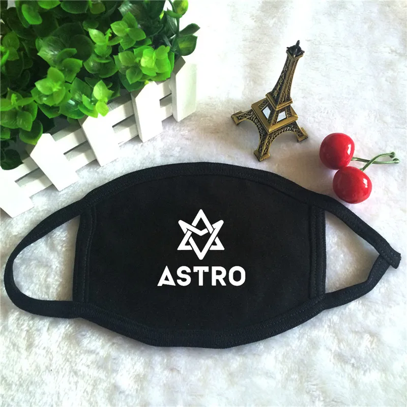 Kpop ASTRO альбом логотип печать K-pop модные маски для лица унисекс хлопок черный рот маска