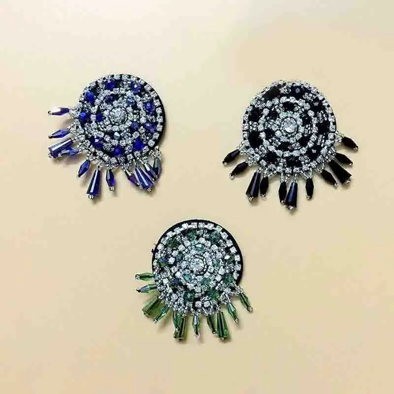 

3Pcs/Lot Patches for Clothing Beaded Applique Rhinestones Sew on Streaming Eyes Backpack Patches Sequin Clothes Badges