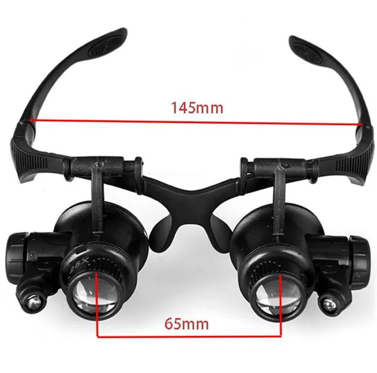 Safety Goggles Watch Repair Jewelry magnifying Glasses With LED Light and Replaceable 4 Pairs Magnifier 10152025X Lens (5)