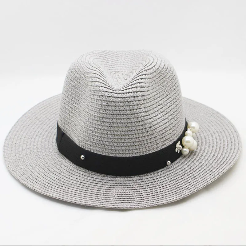 SUOGRY Новая модная кепка женские летние шляпы для рыбалки для женщин Праздничная девушка жемчуг широкий с полями, солнце женская Соломенная Шляпа Пляжная Шляпа