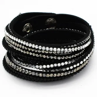 Shine Multilayer Crystal Wrap Bracelet Rhinestone Bling Str Slake Shine Multilayer Crystal Wrap Bracelet Rhinestone Bling Str Slake Double Leather Bangle Pulseiras Femininas In Charm Bracelets From Jewelry
