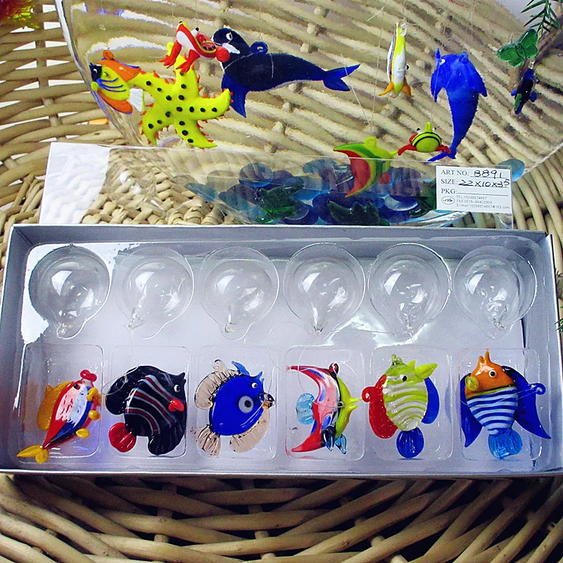 Floating glass fish Aquarium Mini Fish Figurine Hand blown glass fish Lamp working Glass