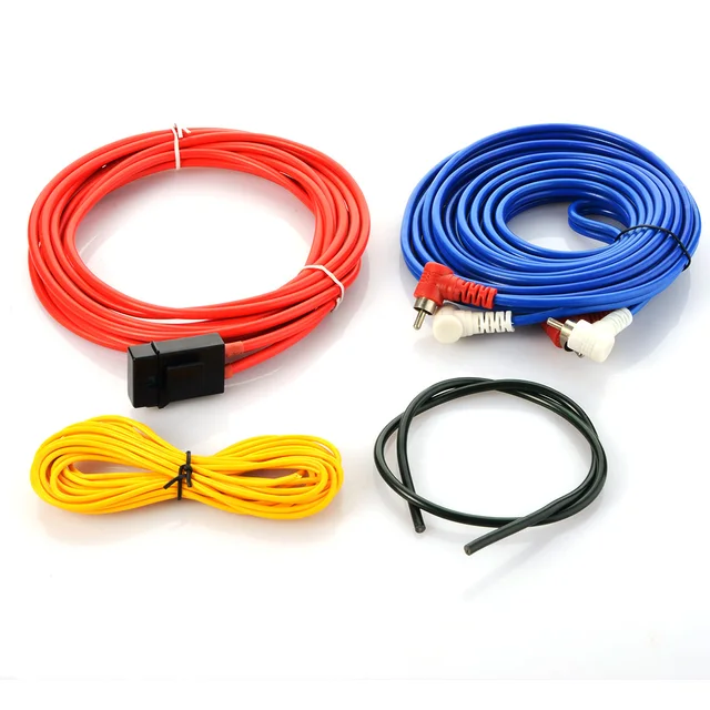 Best Price 4.5m Car Audio Wire RCA Amplifier Subwoofer Cable Speaker Wire Power Cable Fuse Holder Installation Speaker Wire Kit