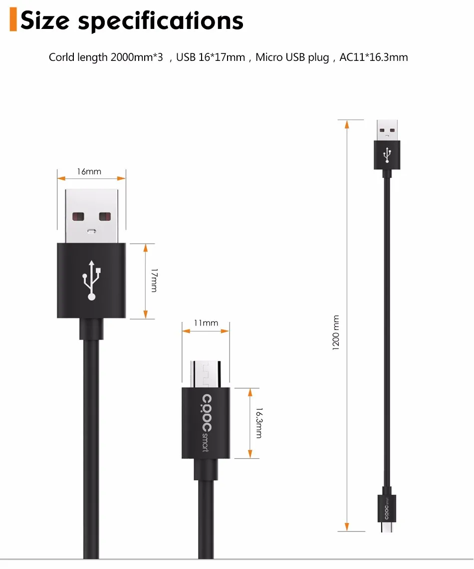 CRDC 3 шт(3x1,2 м) микро USB кабель 480 Мбит/с 2A Быстрая зарядка 3,0/2,0 быстрое зарядное устройство кабель для samsung Xiaomi power Bank и т. Д