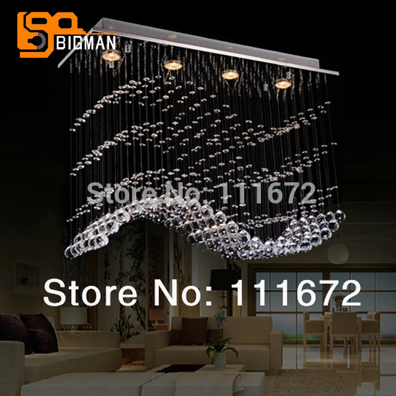 

modern wave crystal lamp home chandeliers LED light length 70cm